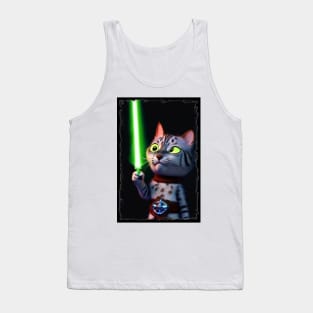 Fun Cat Print ~ AI Art ~ Fantasy Cat ~ Sci-fi Cat ~ Cats with Lightsabers Tank Top